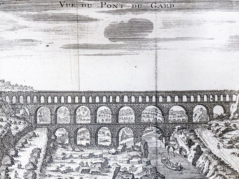 Kopergravure van de Pont du Gard by Martijn Joosse