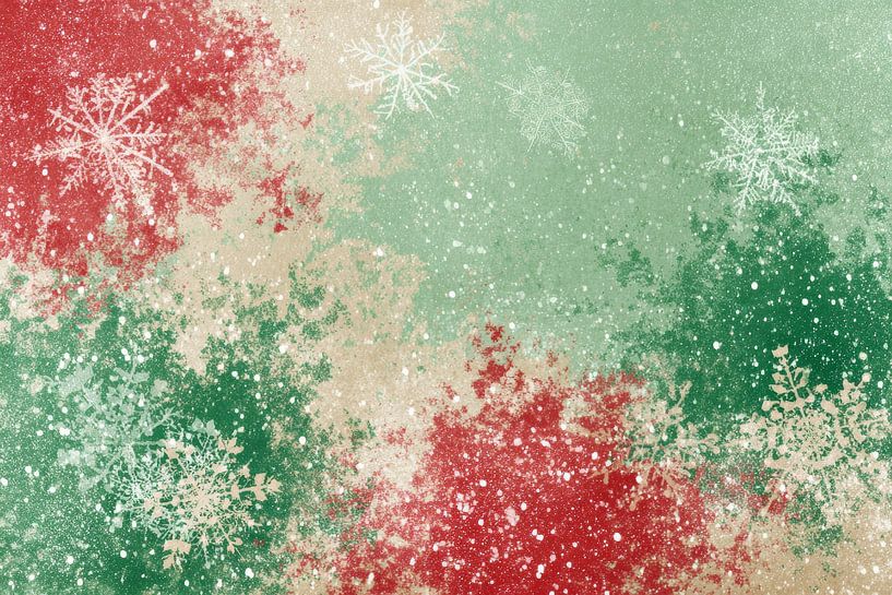 Flocons de neige dans un Noël abstrait avec une texture vintage par Eva Lee