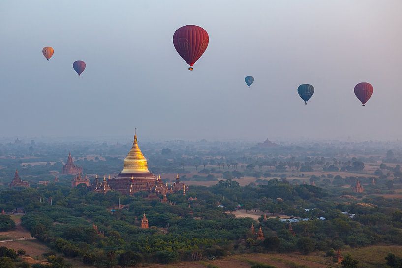 Hot air balloons over Bagan in Myanmar by Roland Brack