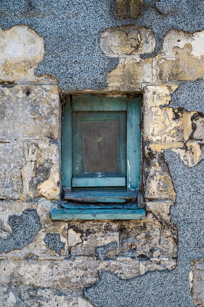 Garden poster of old blue window (portrait) by Danny den Breejen