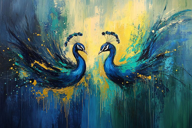 Paons abstraits aux couleurs vives par Imperial Art House