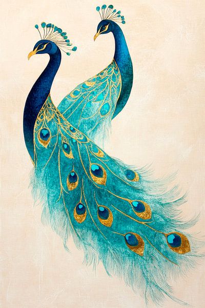 Duo léger comme une plume - Splendeur des paons par Poster Art Shop