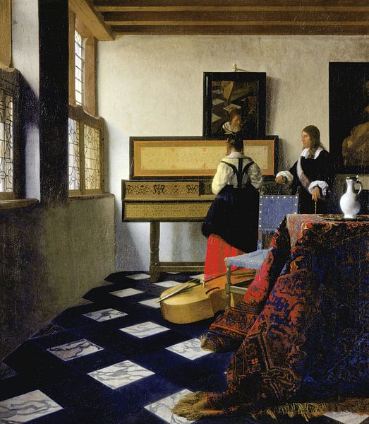 Dame am Virginal mit einem Herrn, "Die Musikstunde", Johannes Vermeer von Meisterhafte Meister