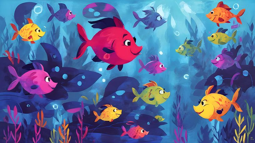 Lebendige Unterwasserwelt voller verspielter Fische von Bart Veeken