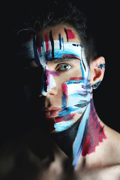 Abstract portrait photograph with expressive paint by Iris Kelly Kuntkes