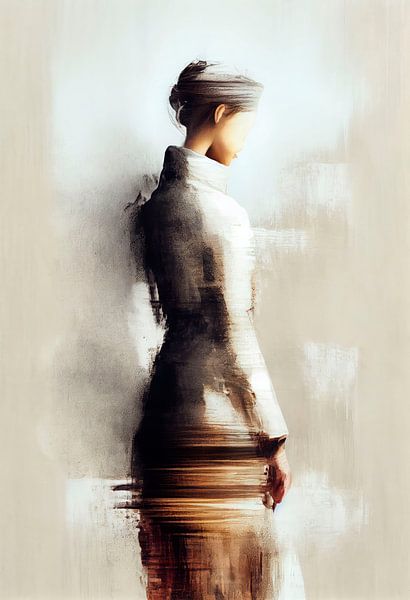 Abstracte Vrouw met Grove Penseelstreken van Maarten Knops