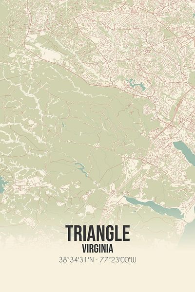 Carte ancienne de Triangle (Virginie), États-Unis. par Affiches de lieux