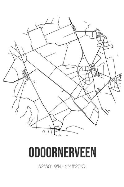 Odoornerveen (Drenthe) | Carte | Noir et blanc par Affiches de lieux