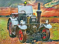 Traktor Lanz Eilbulldog im Aquarellstyl