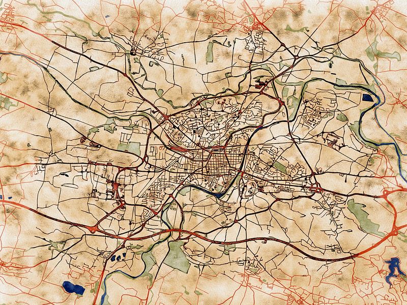 Karte von Carcassonne im stil 'Serene Summer' von Maporia