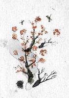 Kersenbloesems met vlinders