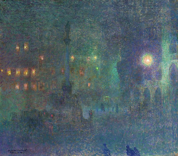 Munich la nuit (Marienplatz), Charles Johann Palmie, 1907 par Atelier Liesjes