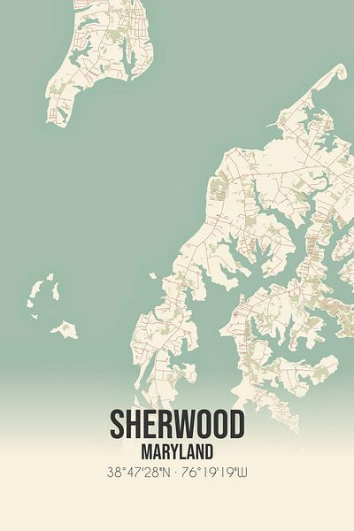 Carte ancienne de Sherwood (Maryland), USA. par Affiches de lieux