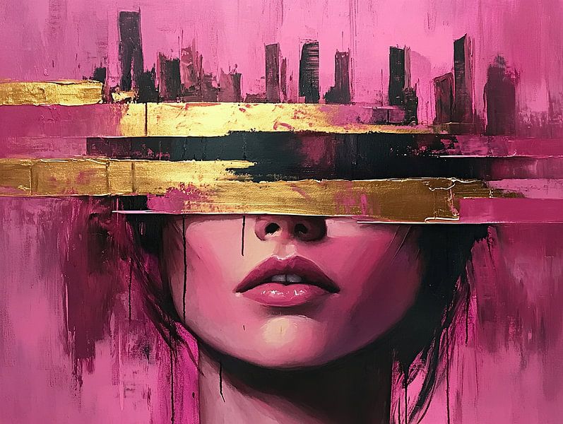 City silhouette | City Line Veil par Peintures accrocheuses