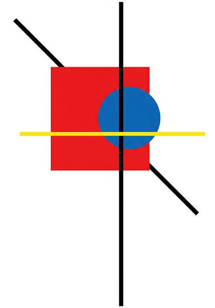 Abstracte compositie met vierkant, cirkel en lijnen van Markus Gann