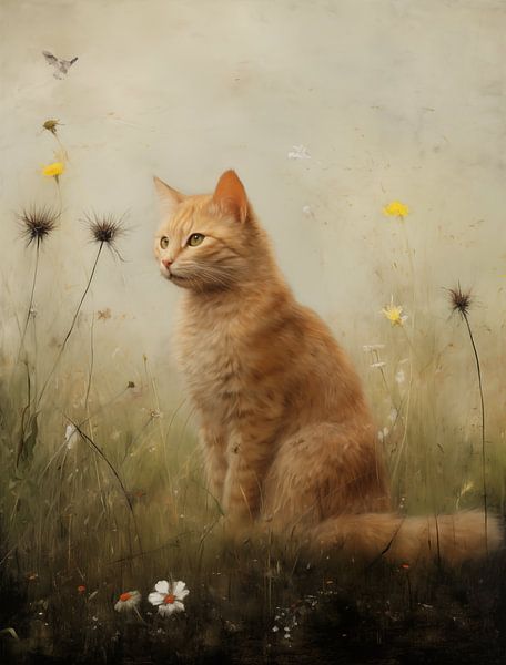 Rote Katze im verträumten Feld von Emil Husstege