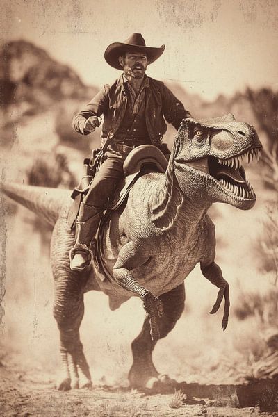 Dinosaurus cowboy van Poster Art Shop