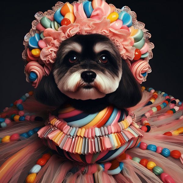 Niedlicher Hund im Perlenkleid von Laly Laura