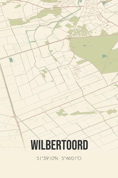 Vieille carte de Wilbertoord (Brabant du Nord) par Affiches de lieux