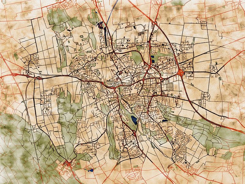 Carte de Hildesheim avec le style 'Serene Summer' par Maporia