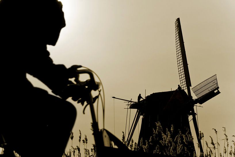 Cyclist and Windmill by Robert van Willigenburg