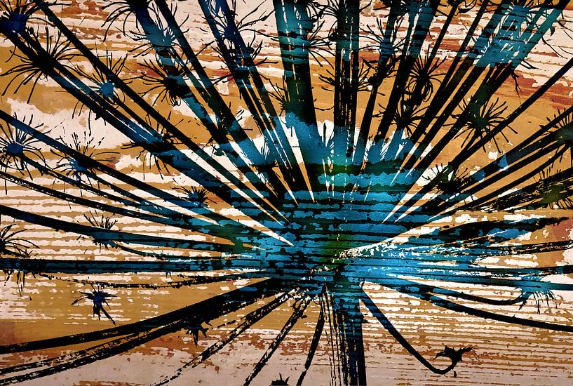 Griffe d'ours bleue sur bois par Jack Schoneveld