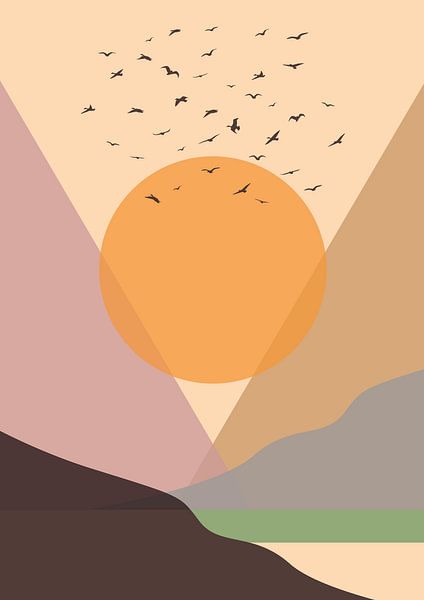 Oiseaux au-dessus du soleil par Erik Spikmans