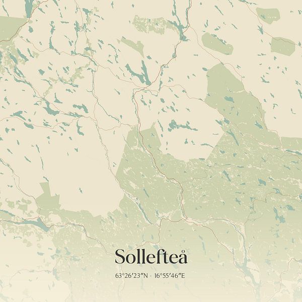 Carte d'époque de Sollefteå, Suède. par Affiches de lieux