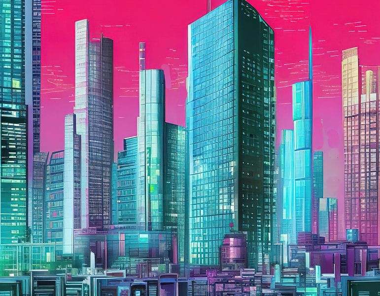 Colourful Futuristic Cityscape 2 by Leo Luijten