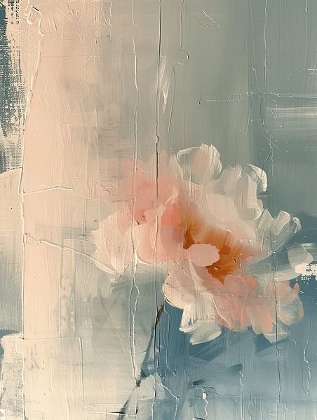 Blume in Pastellfarben, modern und abstrakt im japanischen Stil von Japandi Art Studio