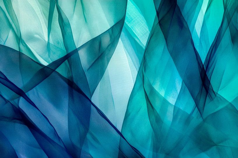 Kleurrijk golfpatroon in blauw van Poster Art Shop