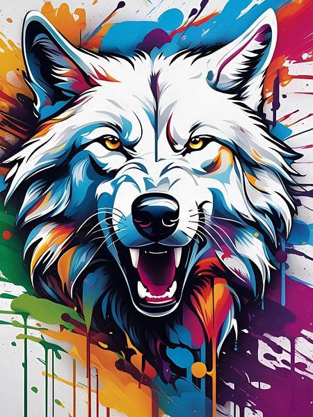 White wolf, graffiti by Makar Mokrynskyi