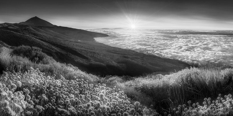 Paysage au-dessus des nuages de Ténériffe en noir et blanc par Manfred Voss, Photographie Noir et Blanc
