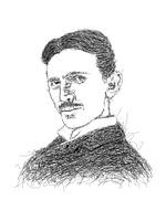 Portrait griffonné de Nikola Tesla