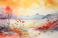 Abstrakte Landschaft in Orange