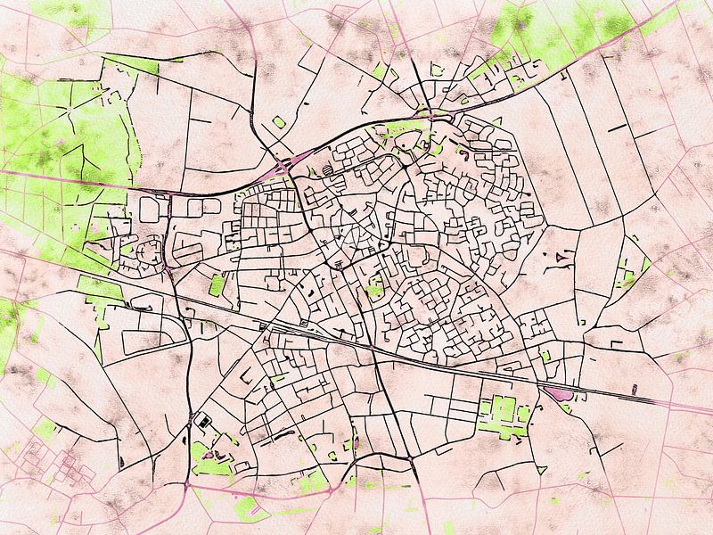 Kaart van Deurne in de stijl 'Soothing Spring' van Maporia