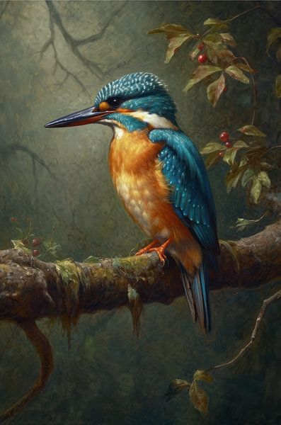 Kingfisher on the Branch by Emil Husstege