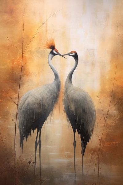 Crane love by Digitale Schilderijen