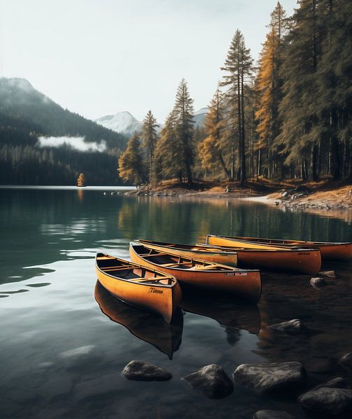 Boat on the mountain lake by fernlichtsicht