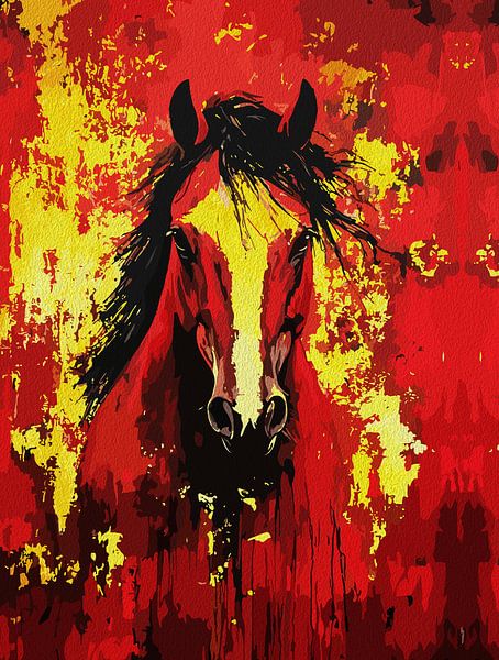 Majestic Horse - Esprit de feu en or et rouge par Ramy Salah Hefny