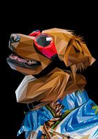 Brauner Hund Abstrakt Low Poly Strand Thema