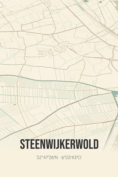 Alte Landkarte von Steenwijkerwold (Overijssel) von Ortsdrucke