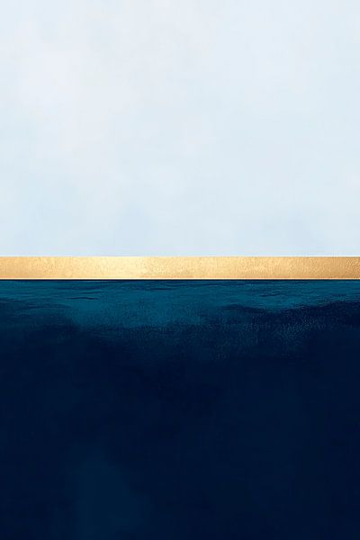 Golden line over dark sea - Minimalist by Poster Art Shop