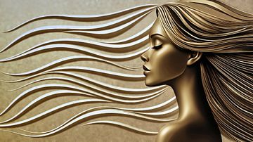 Woman with flowing hair by Frank Heinz