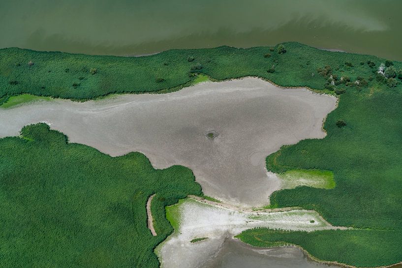 Aerial photo nature reserve contrast grey and green by aerovista luchtfotografie