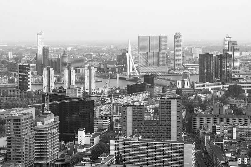 Le centre-ville de Rotterdam avec le pont Erasmus par MS Fotografie | Marc van der Stelt