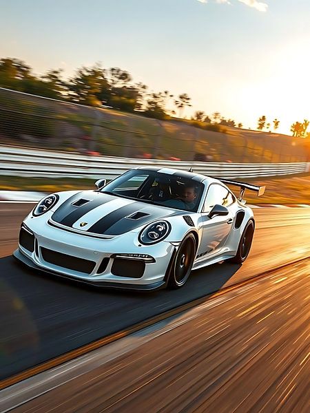 Porsche 911 GT3 RS White Racing Sunset 2 by MIROKKU