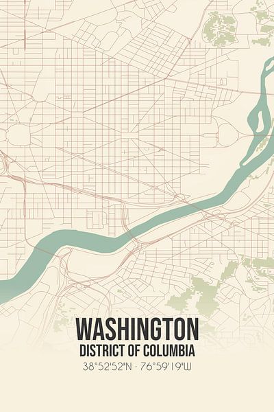 Alte Karte von Washington (District of Columbia), USA. von Ortsdrucke