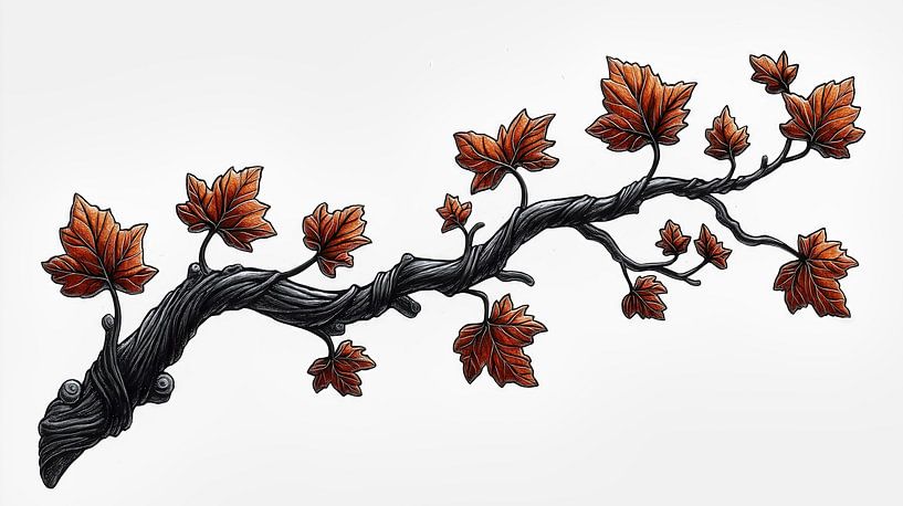 Branche unique avec des feuilles d'automne lumineuses par Frank Heinz