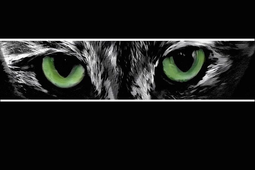 Piepsende Katze mit grünen Augen von Maud De Vries